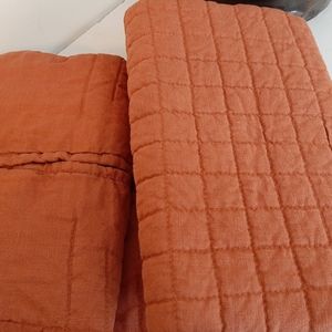 Rejuvenation EURO quilted 100% Linen shams Terracotta